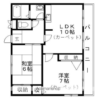 レイティー西大津３号館[2LDK/55.32m2]の間取図
