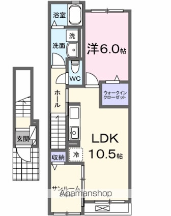 クレール[1LDK/48.92m2]の間取図