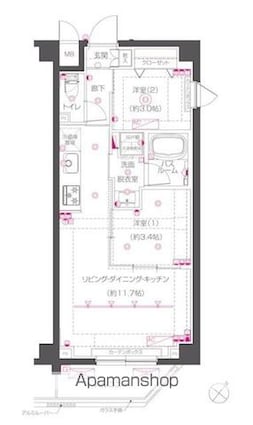 ＺＯＯＭ下丸子[2LDK/41.01m2]の間取図