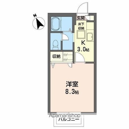 グリーンポポⅠ[1K/26.2m2]の間取図