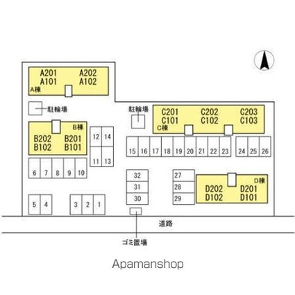 プレジャーⅡ　Ｃ棟[2LDK/54.57m2]の配置図