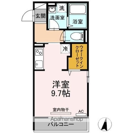 シャイン[1R/28.53m2]の間取図
