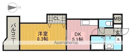 レジデンス黒龍[1DK/33.2m2]の間取図