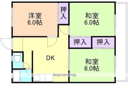 コーポサンライト[3DK/51m2]の間取図