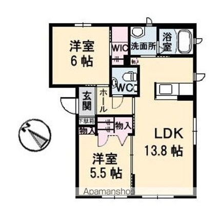 めぐみ古江[2LDK/58.83m2]の間取図