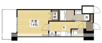 広島県広島市中区国泰寺町１丁目[1K/25.45m2]の間取図