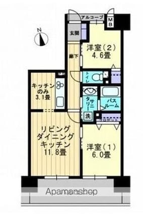 アルファライフ築地[2LDK/53.15m2]の間取図