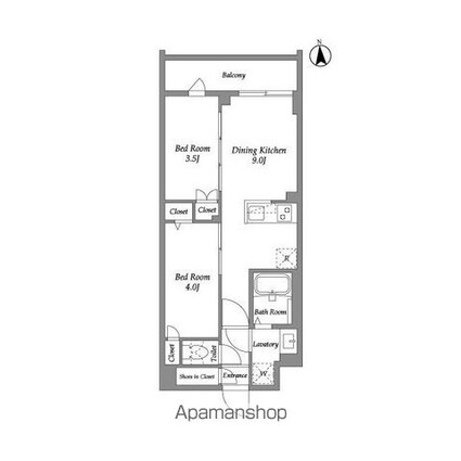ザ・グラヴィティ新宿[2DK/37.32m2]の間取図
