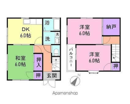 ハイツ竹内　Ｉ[3SDK/62.1m2]の間取図