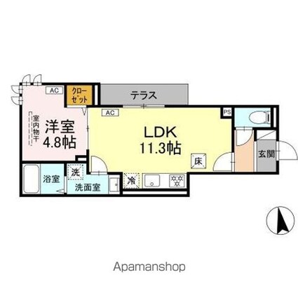 セレスティア豊島Ｓ[1LDK/38.28m2]の間取図