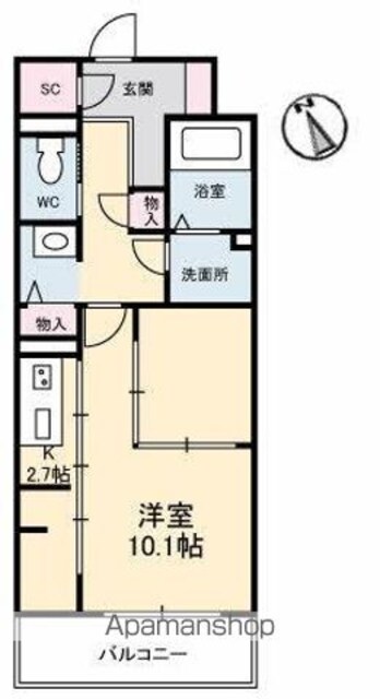 Ｕｒｂａｎ　Ｖｉｓｔａ　中央町[1K/37.2m2]の間取図