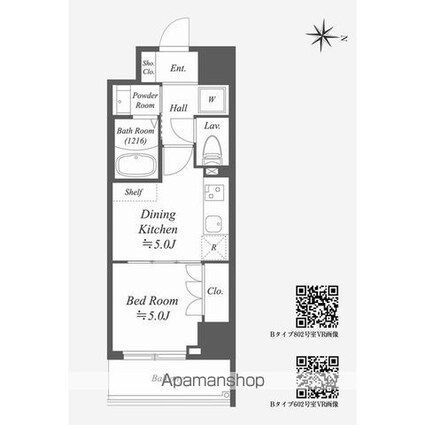 Ａｌｐｈａ　Ｐｒｉｍｅ東陽町[1DK/26.34m2]の間取図