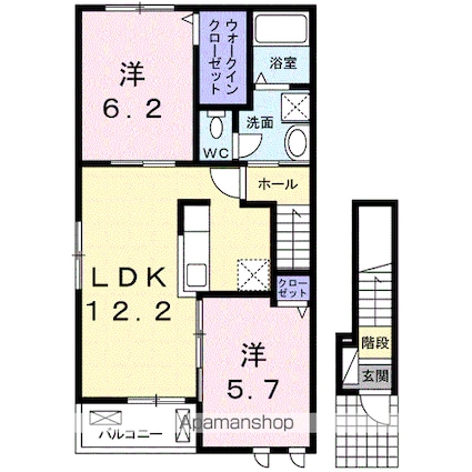 和歌山県和歌山市岩橋[2LDK/57.25m2]の間取図