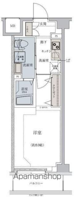レグゼ用賀[1K/25.81m2]の間取図