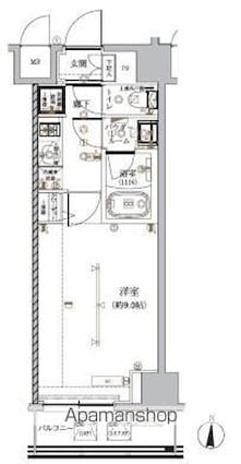ルクレ墨田緑Ⅰ[1K/26.76m2]の間取図