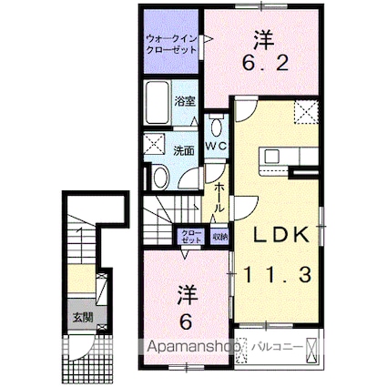 ボヌールⅠ[2LDK/58.6m2]の間取図