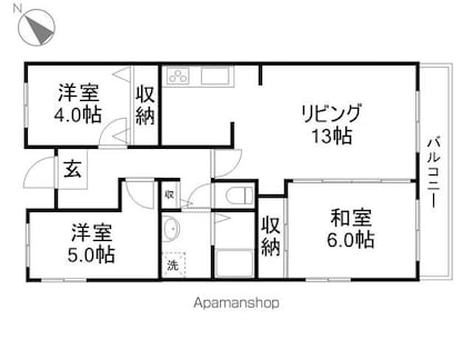 グランシャリオ草津[3LDK/65.23m2]の間取図
