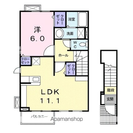 アルドールＢ[1LDK/46.09m2]の間取図
