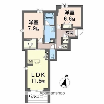 シャーメゾン　ヴェルジェ[2LDK/66.41m2]の間取図