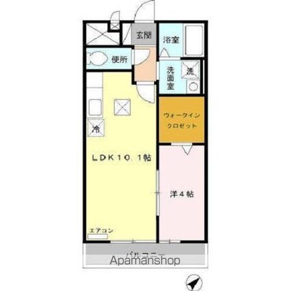フラワータウン八木山[1LDK/37.53m2]の間取図