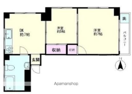 アパルトマン四谷[2DK/42.9m2]の間取図