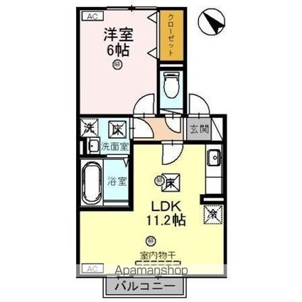 カーサ・ビアンカ[1LDK/40.98m2]の間取図