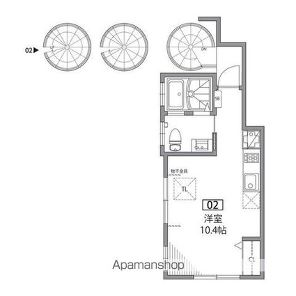 グランエッグス北沢[1R/23.38m2]の間取図