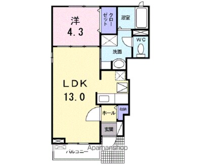 カルム[1LDK/40.74m2]の間取図