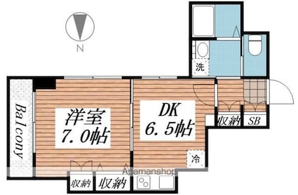 橘ビル[1DK/34.88m2]の間取図