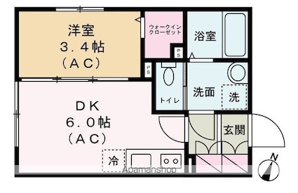 エルファーロ笹塚Ⅱ[1DK/25.2m2]の間取図