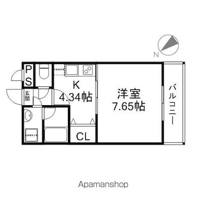 ハミルトンプリンセス[1K/27.8m2]の間取図