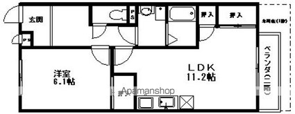 クレストビレッジⅢ[1LDK/45.64m2]の間取図