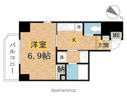 ＨＩＬＬＳ八王子台町[1K/25.64m2]の間取図
