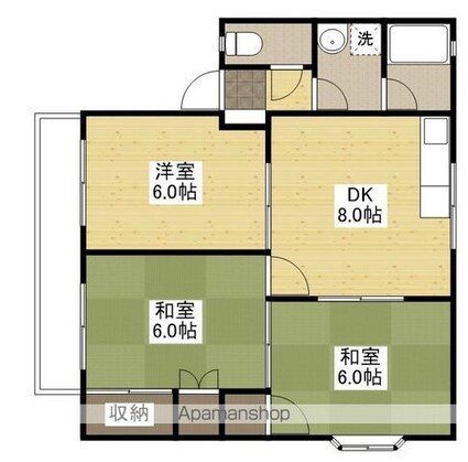 ハイツ石川[3DK/55.58m2]の間取図