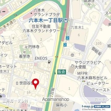 東京都港区六本木３丁目[1K/25.5m2]の周辺