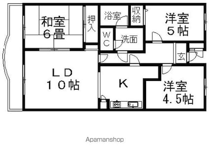 アーク河辺[3LDK/65.21m2]の間取図