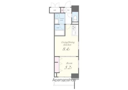 ＲＯＯＴｓ　Ｓｈｉｎｊｕｋｕ　Ｗａｋａｍａｔｓｕｃｈｏ（ルーツシ[1LDK/34.49m2]の間取図