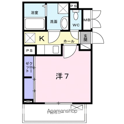 ラフィナート[1K/25.83m2]の間取図