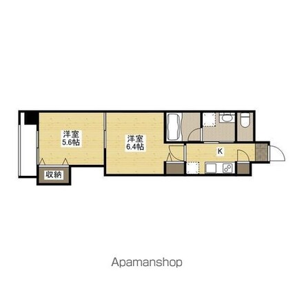 広島県広島市中区三川町[2K/35.3m2]の間取図