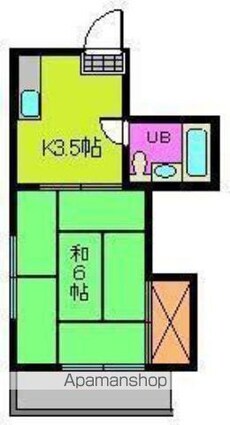 コーポ飛鳥Ⅱ[1K/19.44m2]の間取図