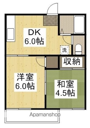 コーポアクティＢ[2DK/32.4m2]の間取図