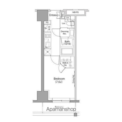 ザ・パークハビオ木場[1K/25.19m2]の間取図