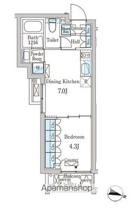 ジオエント大塚[1DK/30.18m2]の間取図