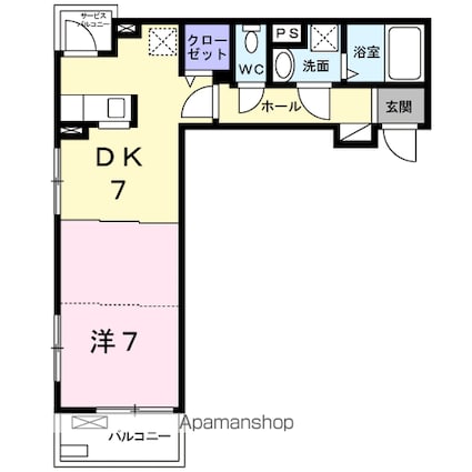 フレグランス中央[1DK/35.6m2]の間取図