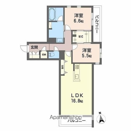 ベレオ安宅[2LDK/72.5m2]の間取図