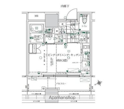 ローレルタワールネ浜松町[1R/27.14m2]の間取図