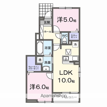 ラ・レコルト宇多津Ⅰ[2LDK/50.53m2]の間取図