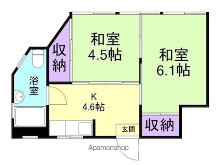ローズ向之芝[2K/29.7m2]の間取図