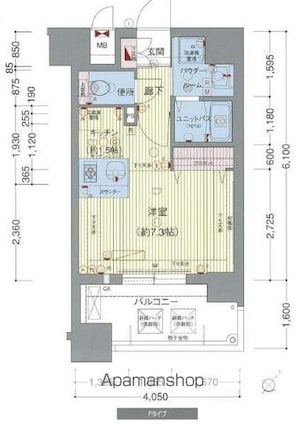 プレサンス名古屋ＳＴＡＴＩＯＮビジュ[1K/24.7m2]の間取図