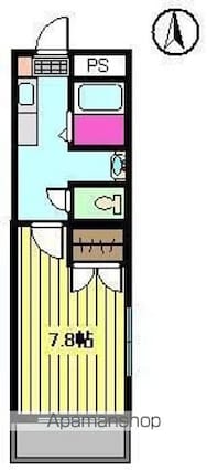 ブラウンハイム土居田[1K/24.8m2]の間取図